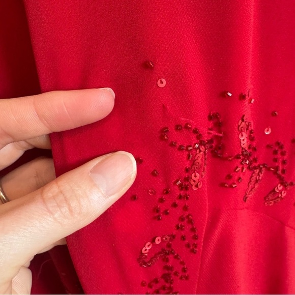 VTG Y2K Xcape Womens 10 Maxi Dress Beaded Red Fairycore Boho Romantic Dainty - Picture 10 of 13